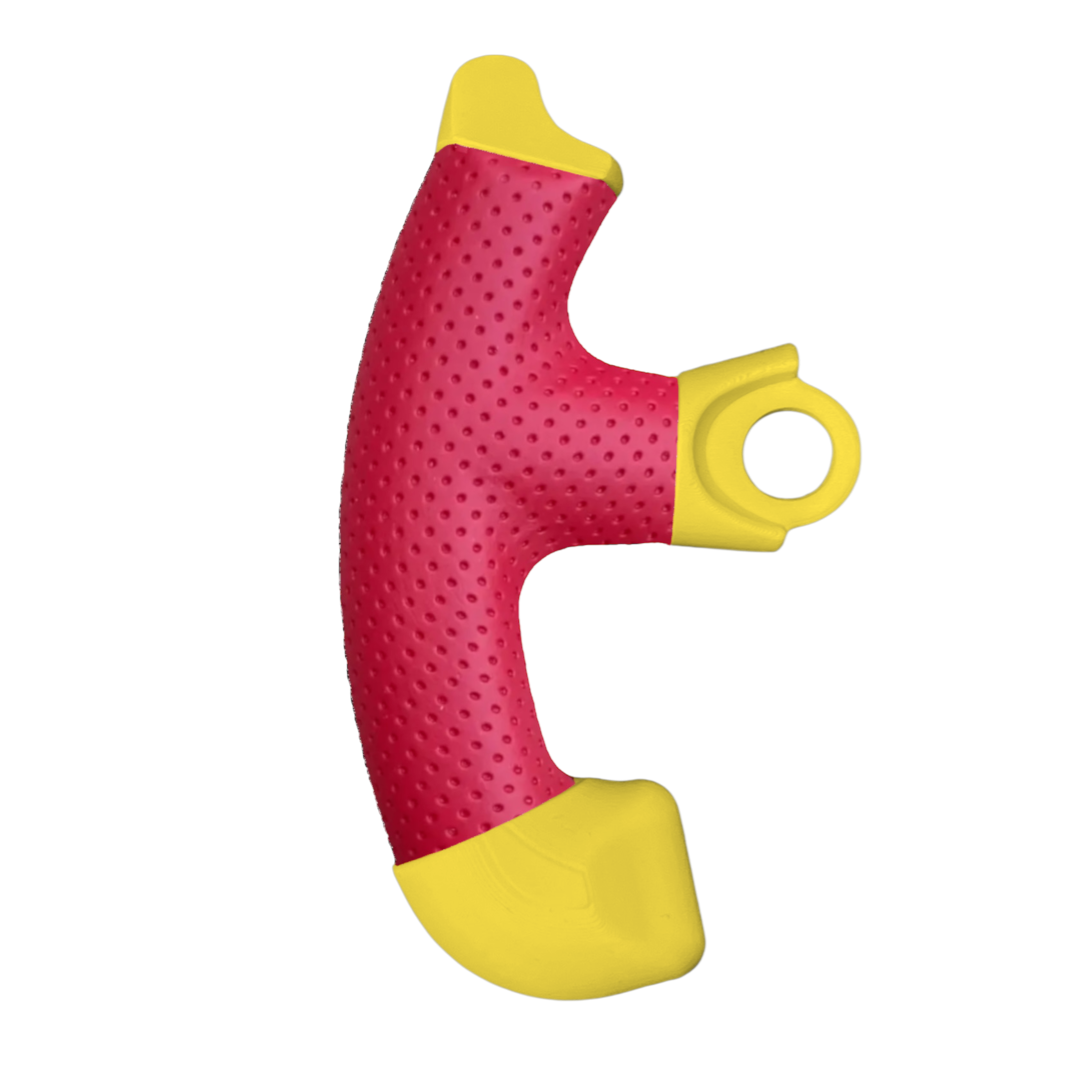 Fanatec Chunky Grips (Lemon Yellow 3D Printed grips, covered in Faux Leather Dark Red Material)