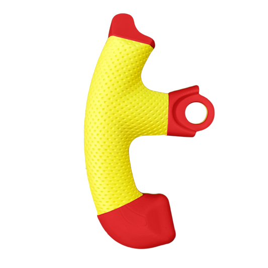 Fanatec Chunky Grips (Scarlet Red 3D Printed grips, covered in Faux Leather Yellow Material)